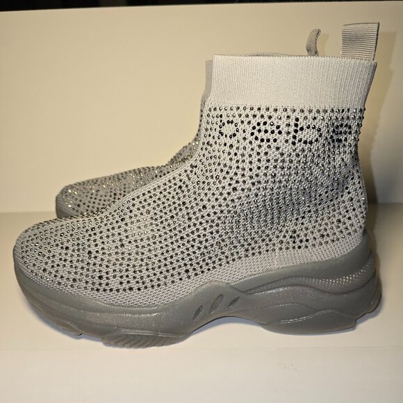 Bebe Silver With Sparkle Woman's Accent Slip On Not a Tie Sneaker- Size 9 - Picture 5 of 9